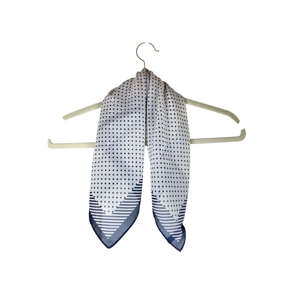 The Limited Scarf Women OS White Navy Blue Excellent Polka Dot Striped Preppy